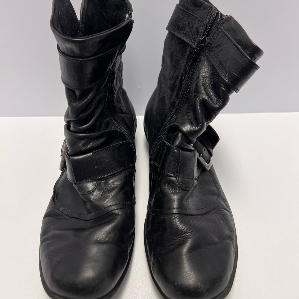 Romika Black Leather Combat Boots